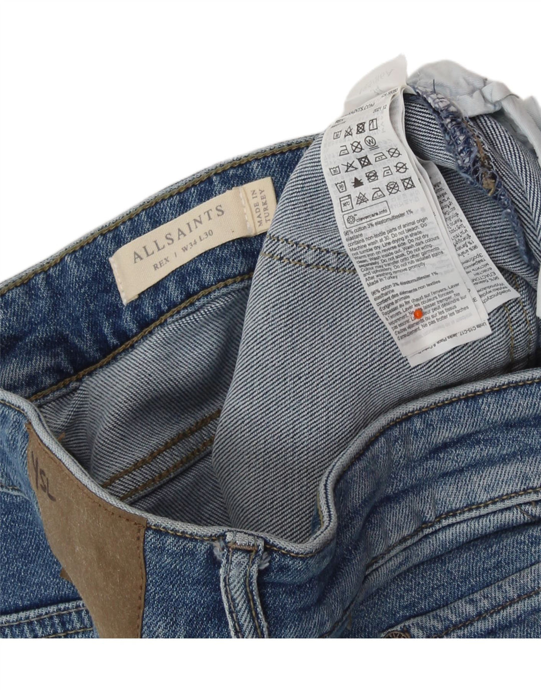 ALL SAINTS Mens Slim Jeans W34 L30 Blue Cotton