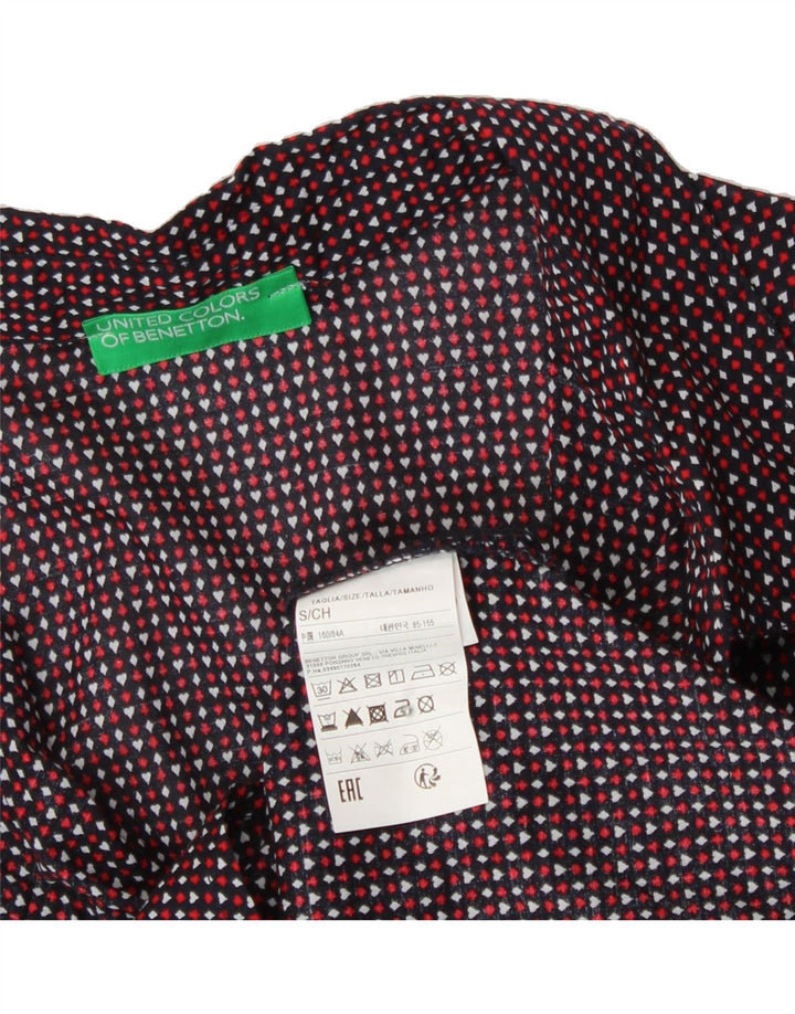 BENETTON Womens Shirt UK 10 Small Navy Blue Spotted Cotton Vintage Benetton and Second-Hand Benetton from Messina Hembry 