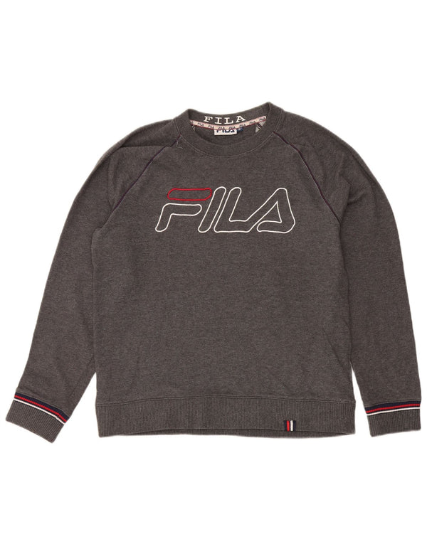Fila Mens Graphic Sweatshirt Jumper Medium Grey Flecked Cotton
