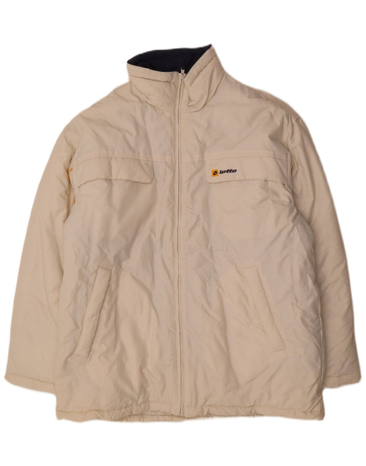 Lotto Mens Padded Coat IT 46/50 Medium Off White Nylon