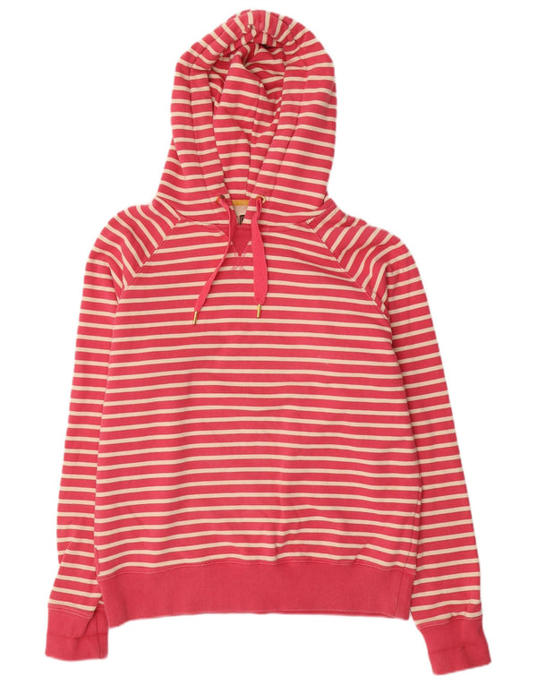 JOULES Womens Hoodie Jumper UK 16 Large Red Striped Cotton