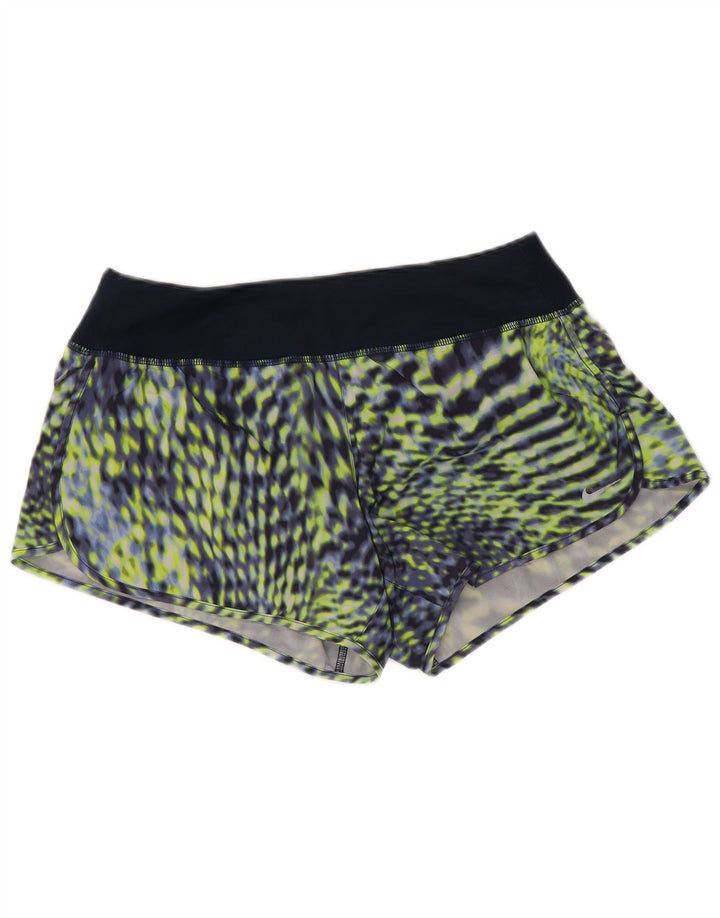 NIKE Womens Dri Fit Abstract Pattern Sport Shorts UK 14 Medium  Navy Blue
