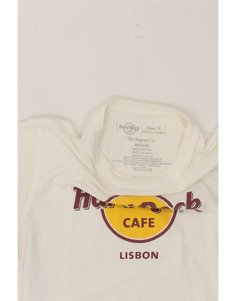 HARD ROCK CAFE Womens Lisbon Graphic T-Shirt Top UK 12 Medium White Cotton Vintage Hard Rock Cafe and Second-Hand Hard Rock Cafe from Messina Hembry 