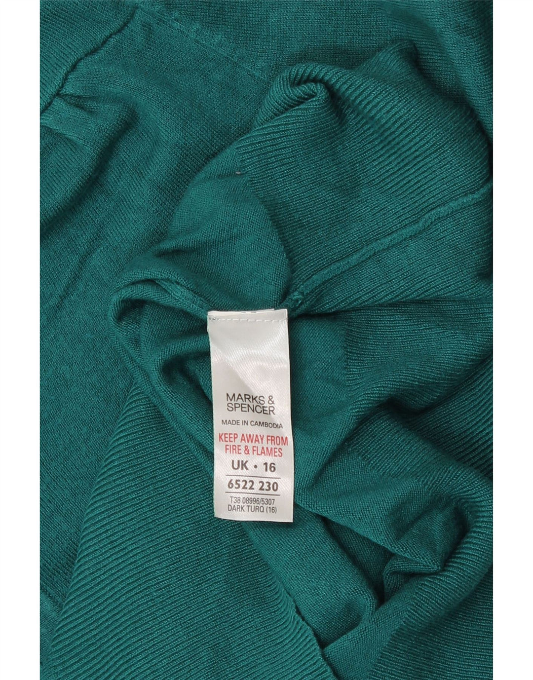 Marks & Spencer Womens V-Neck Jumper Sweater UK 16 Large  Turquoise Viscose