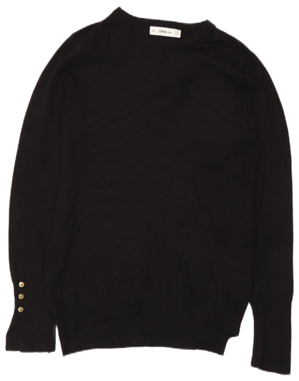 Zara Womens Boat Neck Jumper Sweater UK 12 Medium Black