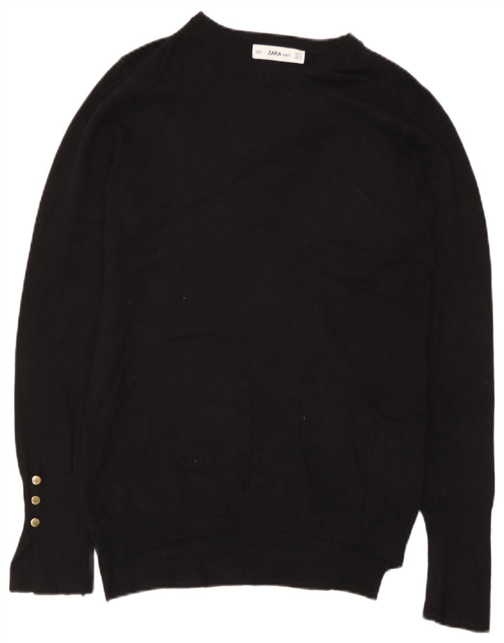 Zara Womens Boat Neck Jumper Sweater UK 12 Medium Black