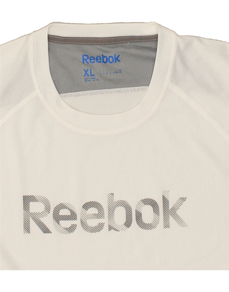 REEBOK Mens Graphic T-Shirt Top XL White | Vintage Reebok | Thrift | Second-Hand Reebok | Used Clothing | Messina Hembry 