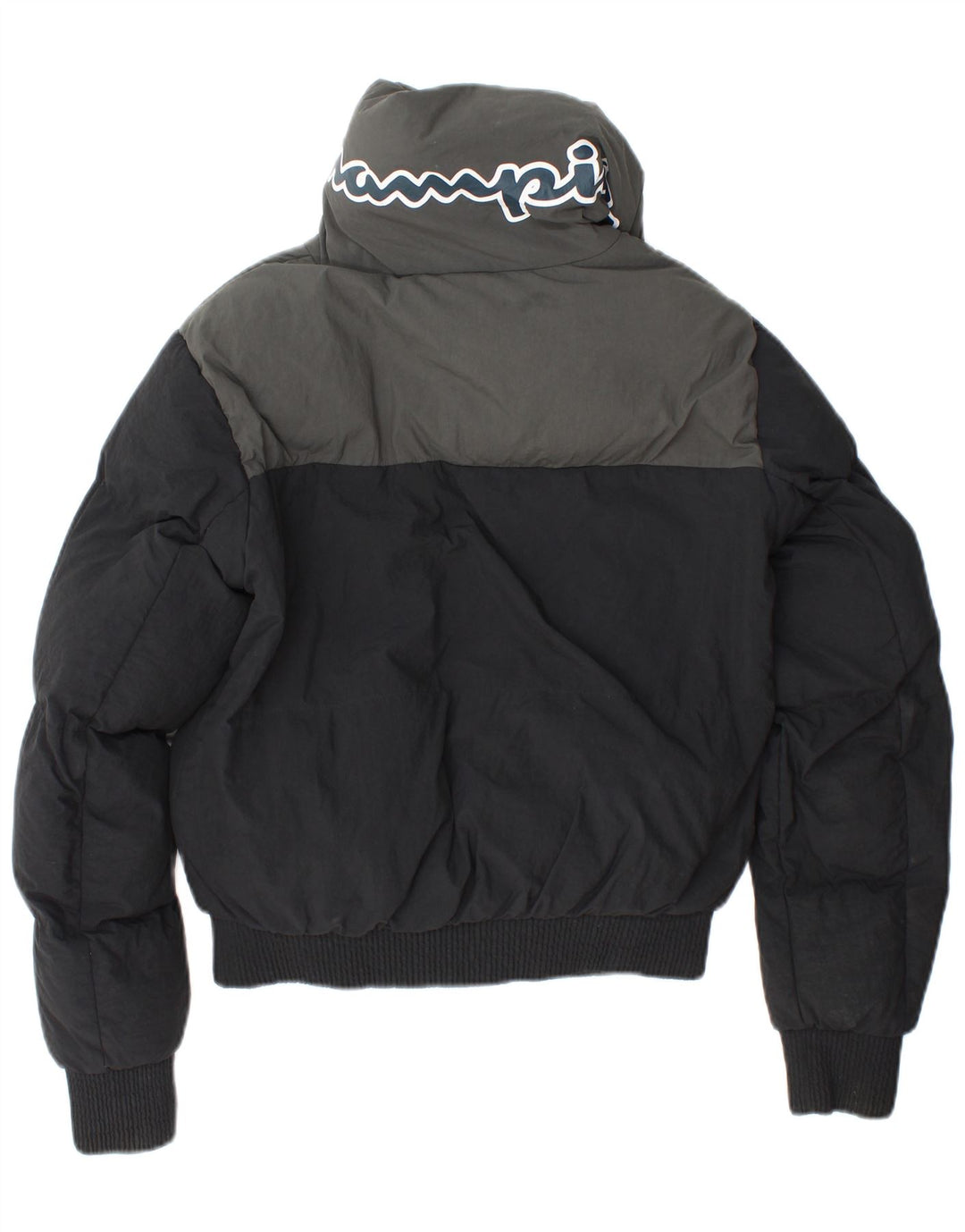 CHAMPION Womens Loose Fit Graphic Padded Jacket UK 6 XS Black Colourblock