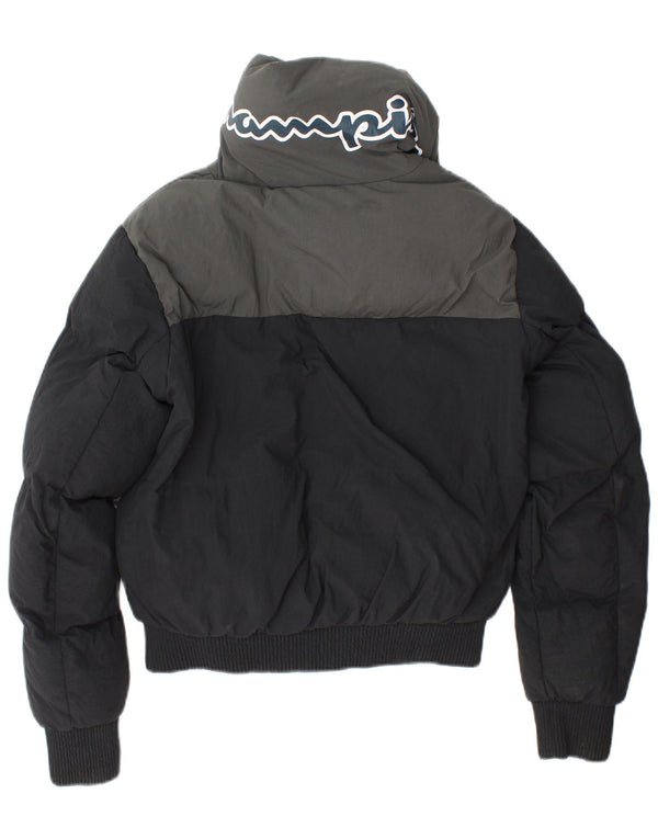 CHAMPION Womens Loose Fit Graphic Padded Jacket UK 6 XS Black Colourblock