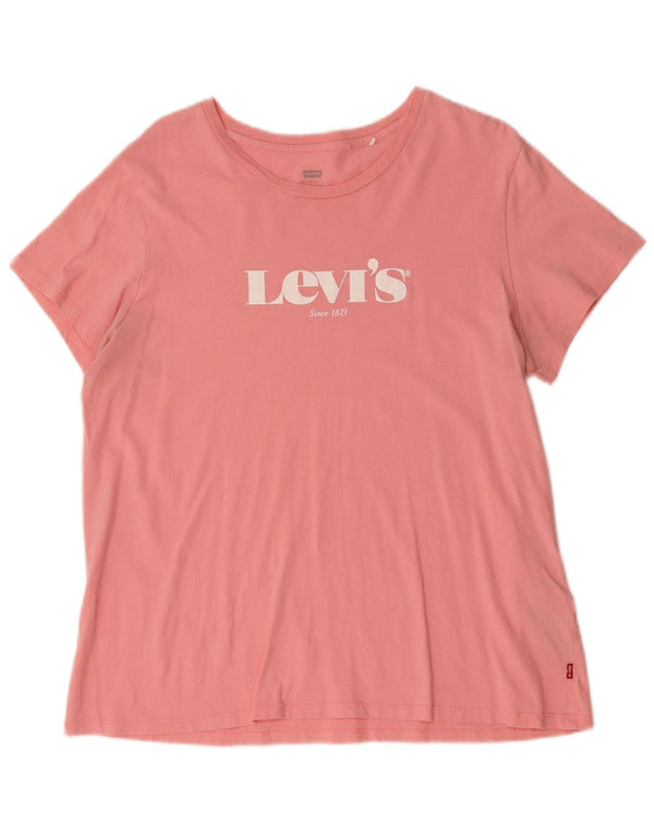 Levi's Womens Graphic T-Shirt Top UK 18 XL Pink Cotton