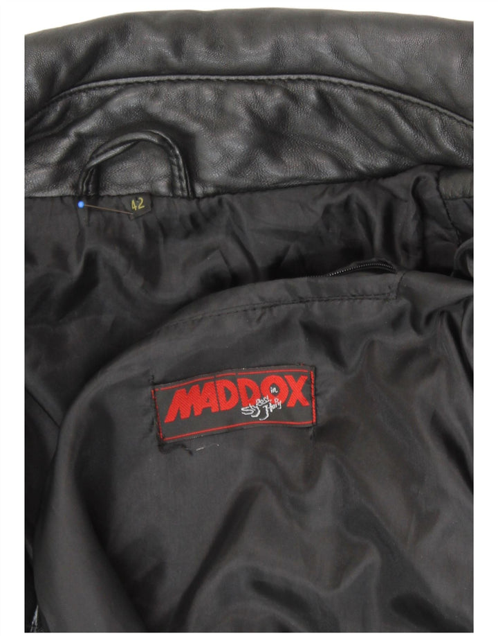 MADDOX Womens Leather Jacket IT 42 Medium Black Leather