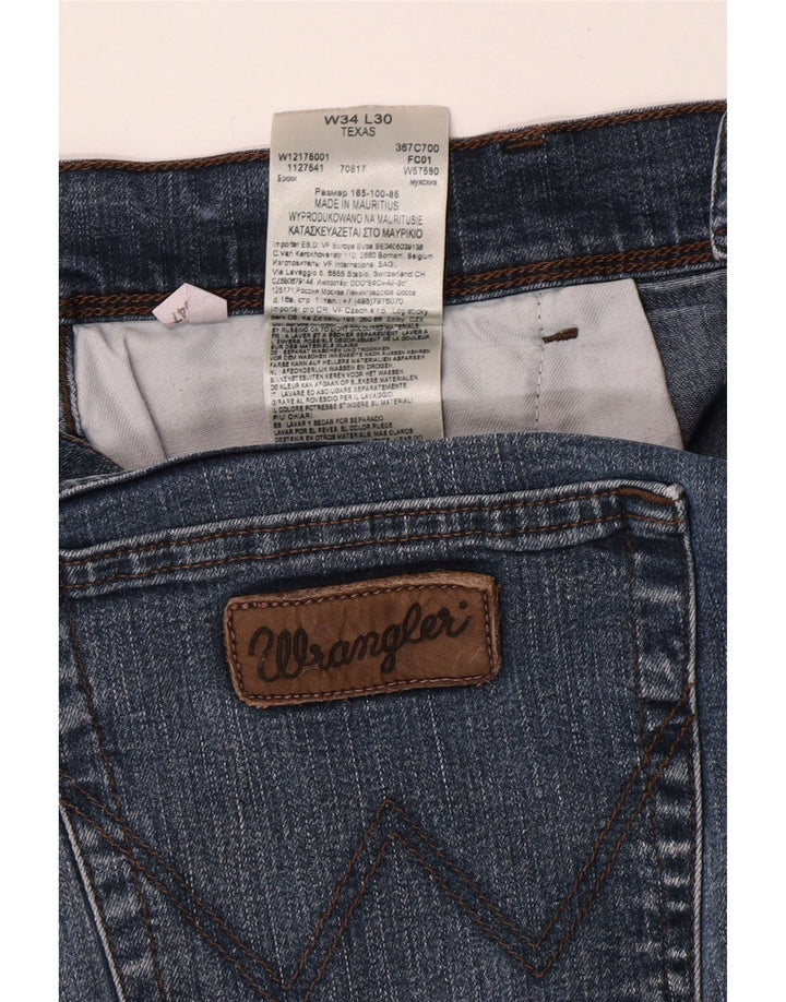 Wrangler Mens Texas Straight Jeans W34 L30 Blue Cotton