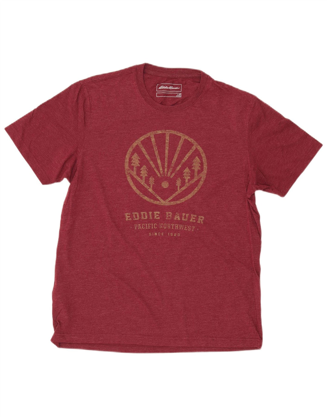 EDDIE BAUER Mens Graphic T-Shirt Top Medium Maroon Cotton