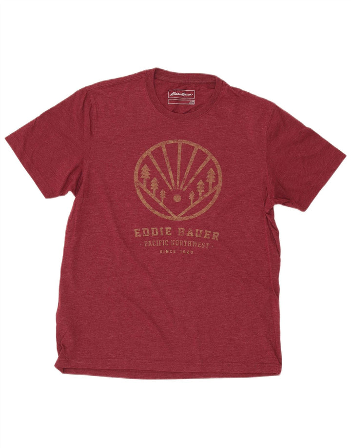 EDDIE BAUER Mens Graphic T-Shirt Top Medium Maroon Cotton