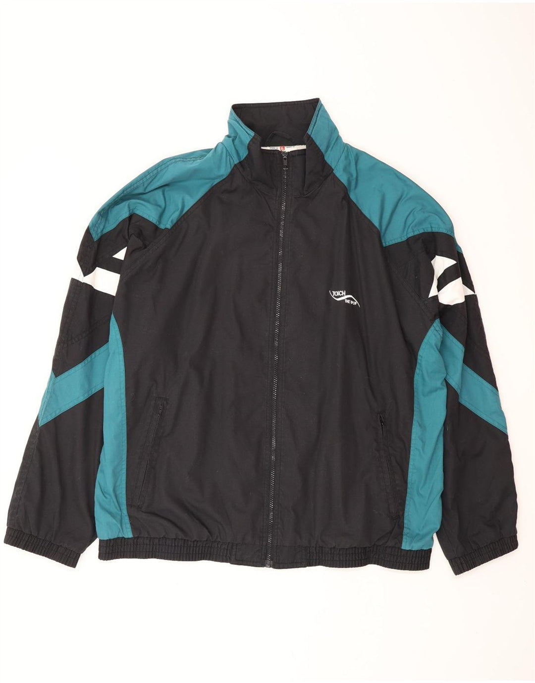 CRANE Mens Loose Fit Tracksuit Top Jacket XL Black Colourblock Polyester