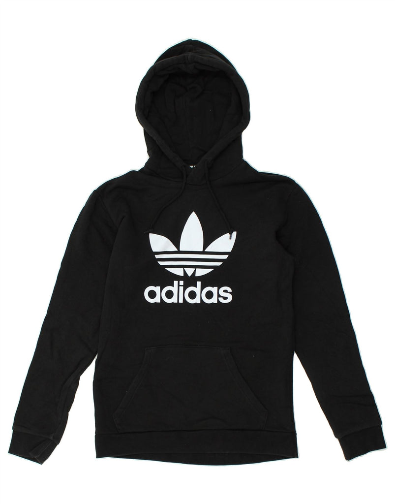 ADIDAS Mens Graphic Hoodie Jumper Small Black Cotton | Vintage Adidas | Thrift | Second-Hand Adidas | Used Clothing | Messina Hembry 