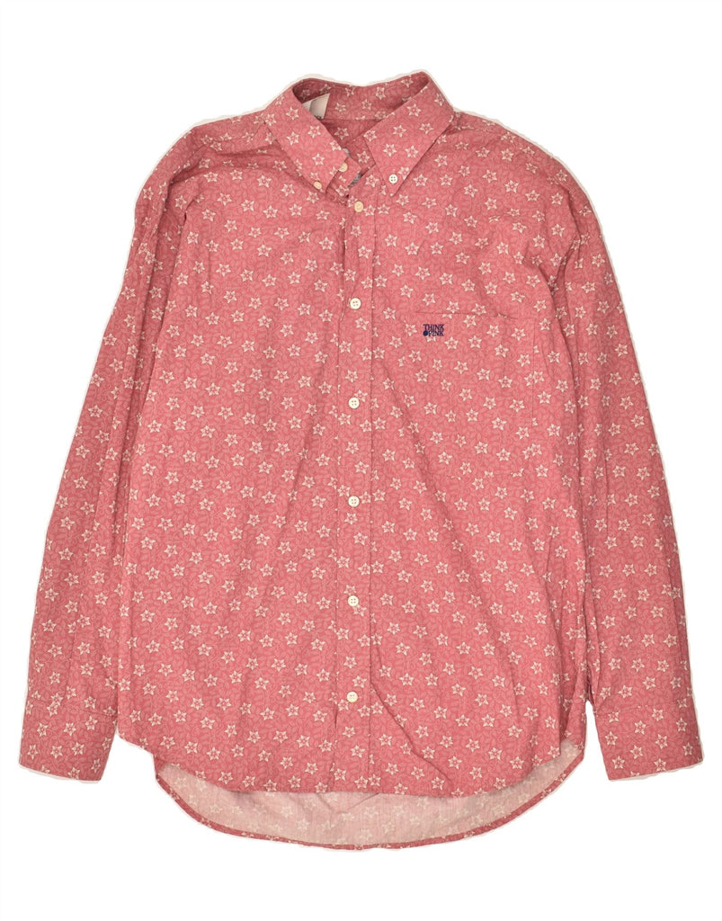 THINK PINK Mens Shirt Small Pink Floral Cotton | Vintage Think Pink | Thrift | Second-Hand Think Pink | Used Clothing | Messina Hembry 