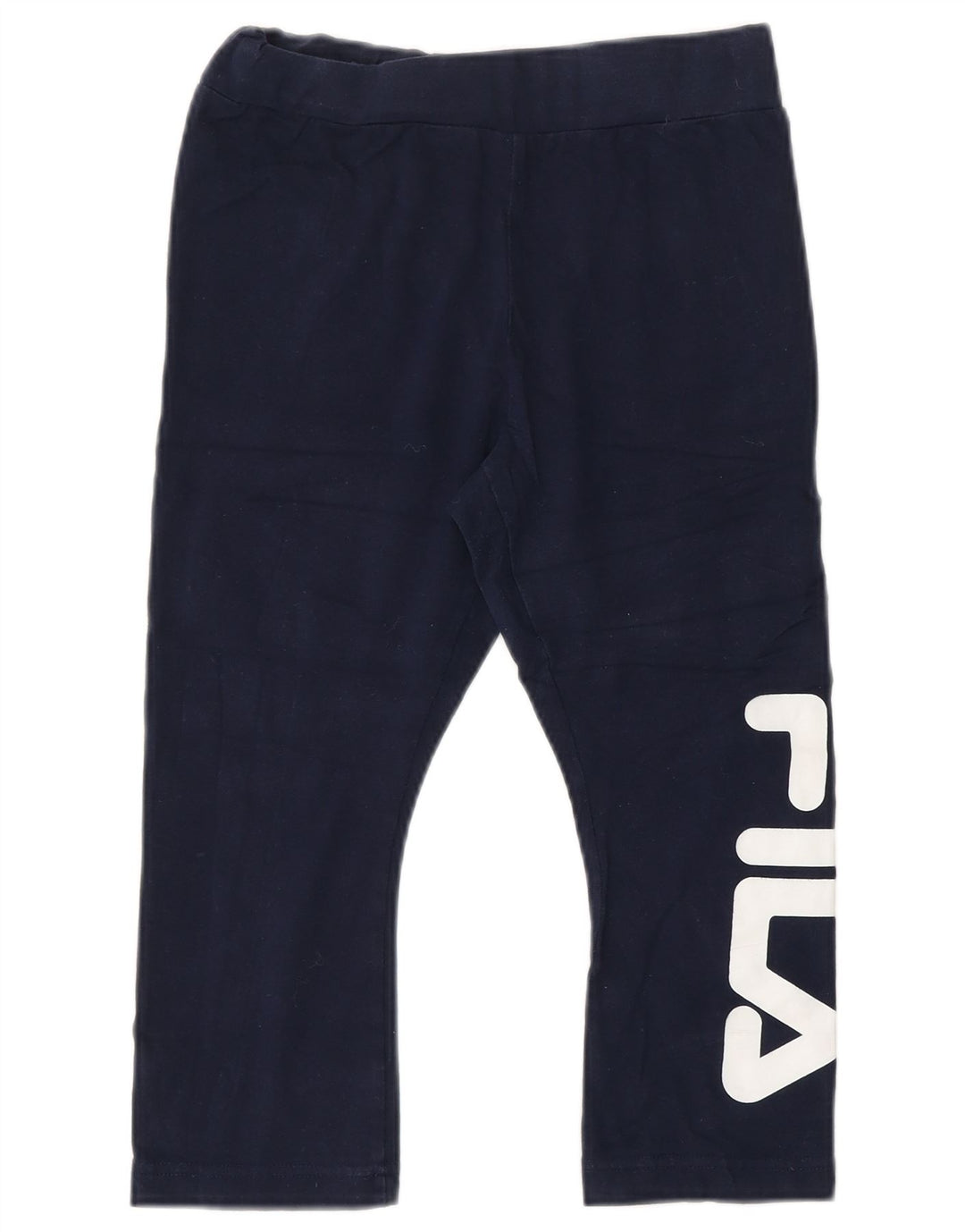 FILA Womens Graphic Capri Leggings UK 4 XS Navy Blue Cotton