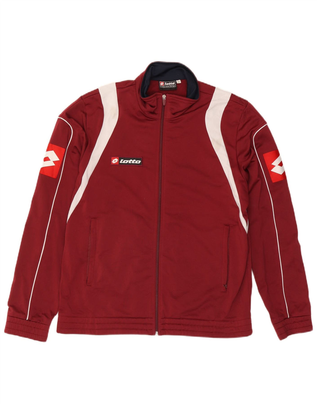 Lotto Mens Graphic Tracksuit Top Jacket Large Burgundy Colourblock