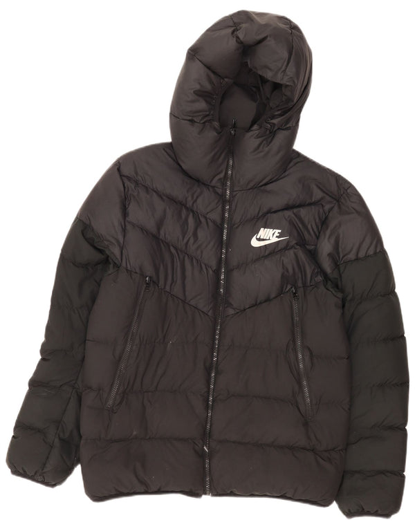 Nike Mens Hooded Padded Jacket UK 38 Medium Black Polyester