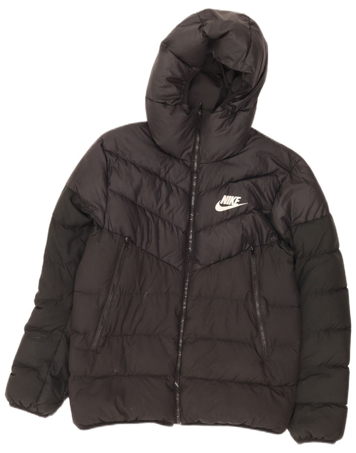 Nike Mens Hooded Padded Jacket UK 38 Medium Black Polyester