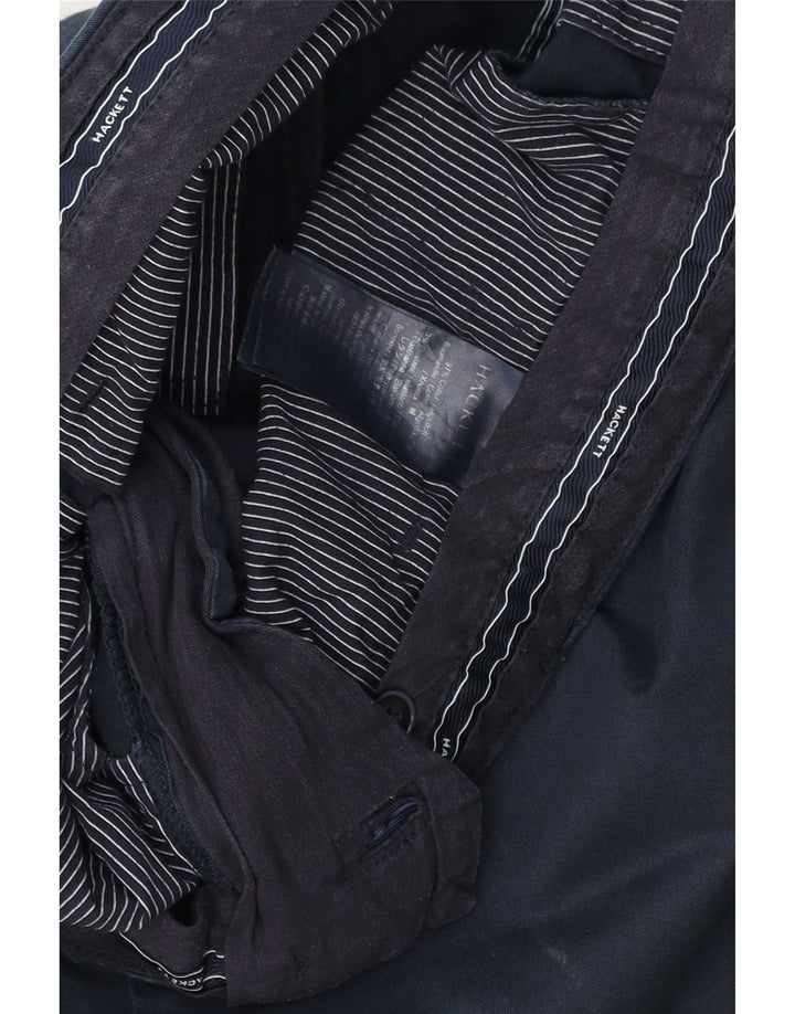 Hackett Mens Straight Chino Trousers W34 L32 Navy Blue Cotton