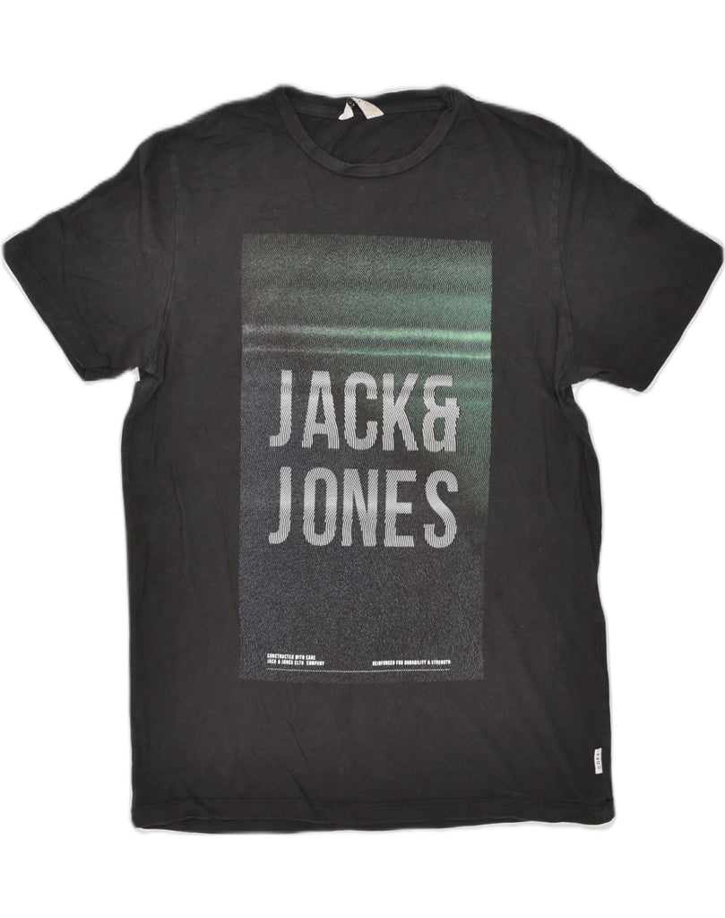 JACK & JONES Mens Graphic T-Shirt Top Medium Black Cotton | Vintage Jack & Jones | Thrift | Second-Hand Jack & Jones | Used Clothing | Messina Hembry 