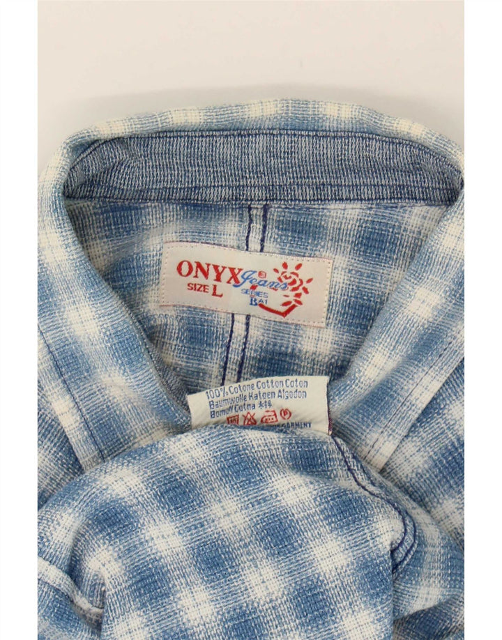 Onyx Womens Flannel Shirt UK 14 Large Blue Check Cotton