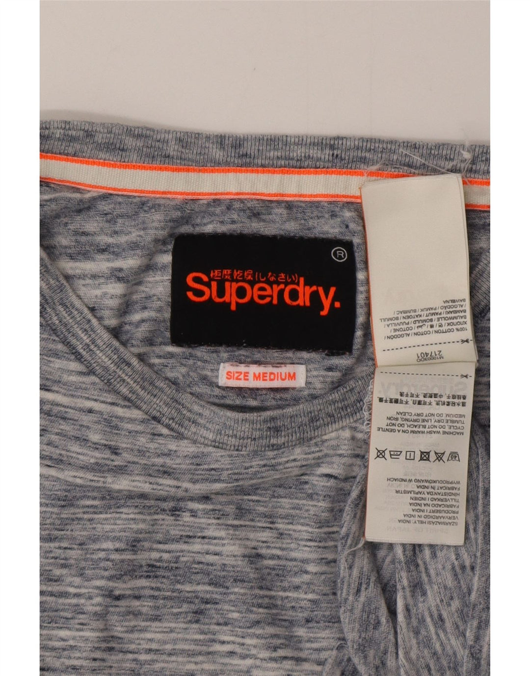 SUPERDRY Mens T-Shirt Top Medium Blue Flecked Cotton