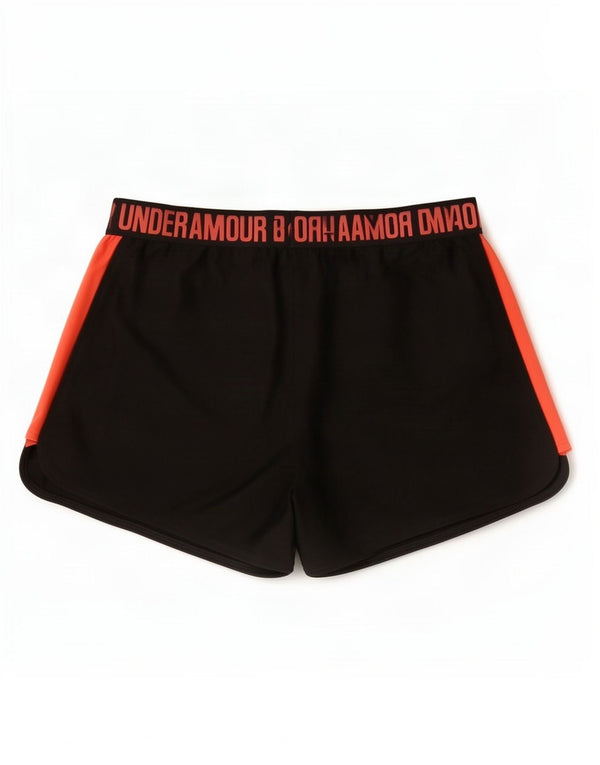 Under Armour Womens Heat Gear Sport Shorts UK 14 Large Black Colourblock