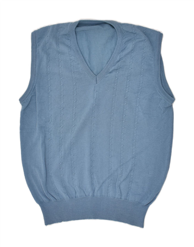 VINTAGE Mens Vest Tank Top Small Blue Wool | Vintage Vintage | Thrift | Second-Hand Vintage | Used Clothing | Messina Hembry 