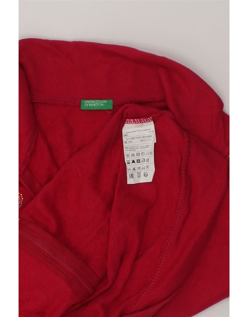 BENETTON Girls Graphic Tracksuit Top Jacket 13-14 Years 3XL Red Cotton | Vintage Benetton | Thrift | Second-Hand Benetton | Used Clothing | Messina Hembry 