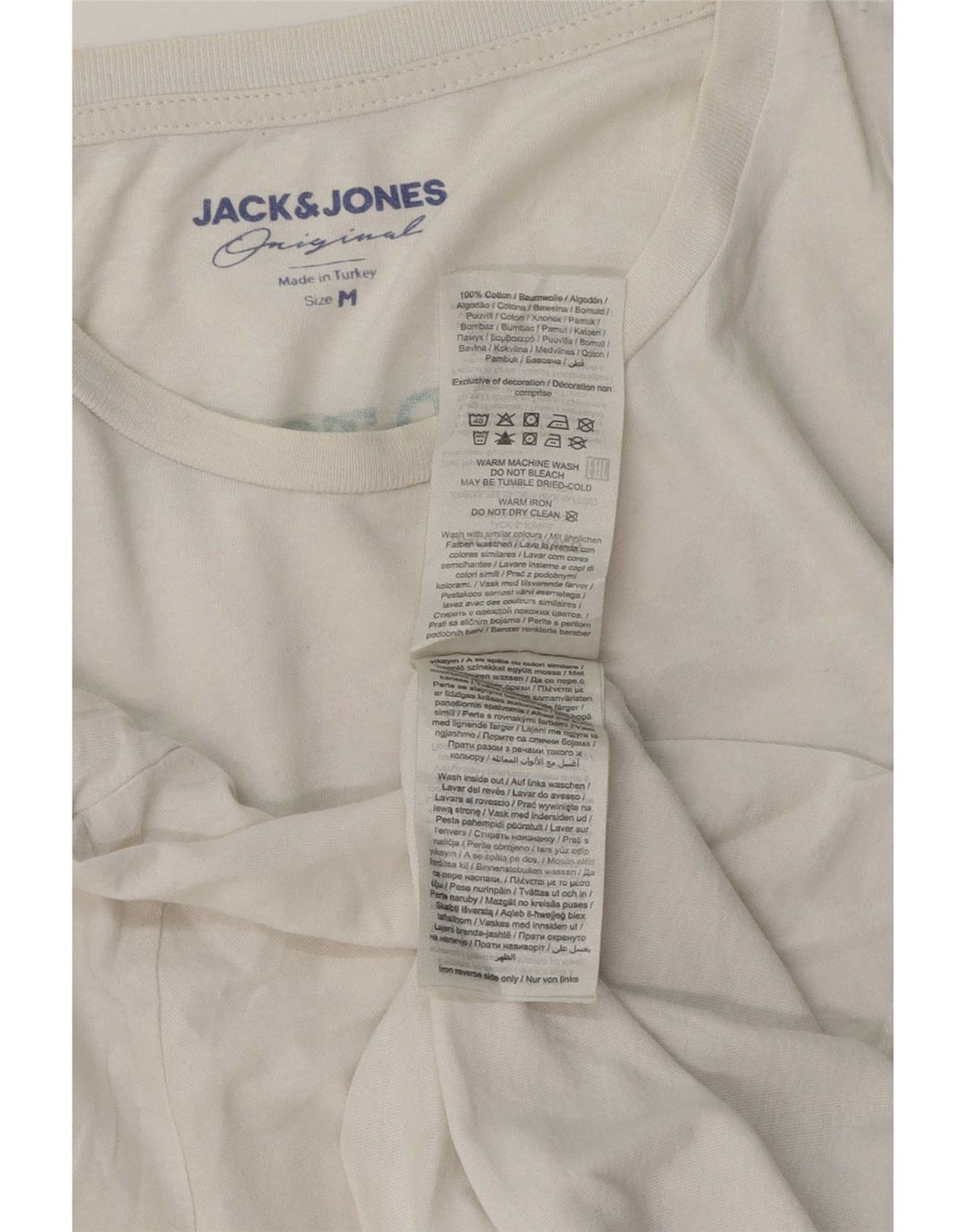 Jack & Jones Mens Graphic T-Shirt Top Medium White Cotton