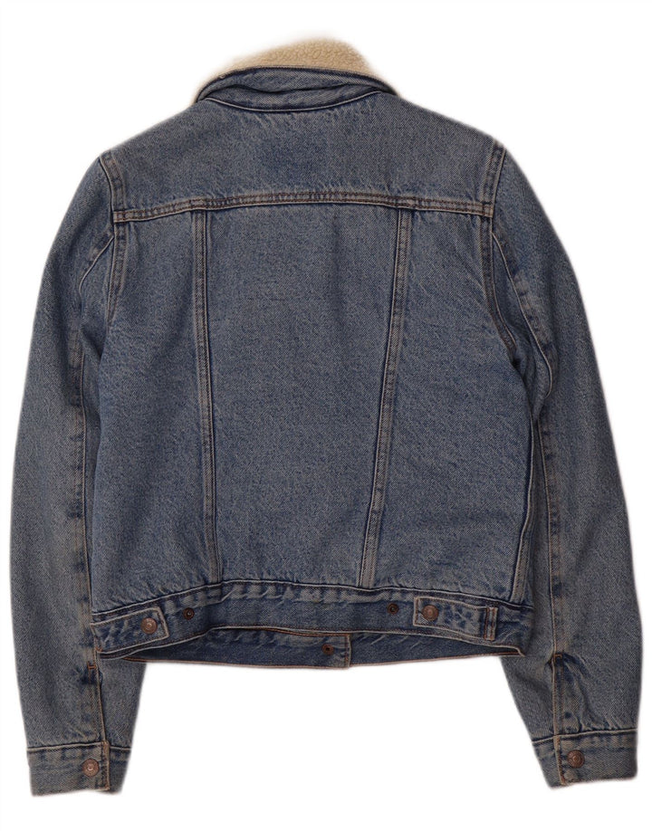 LEVI'S Womens Denim Sherpa Jacket UK 6 XS Blue Cotton