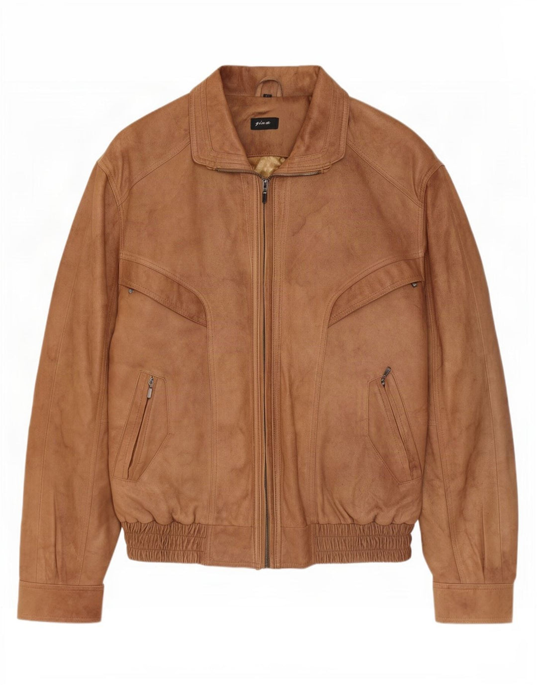 Gina Mens Leather Jacket IT 54 2XL Brown Viscose