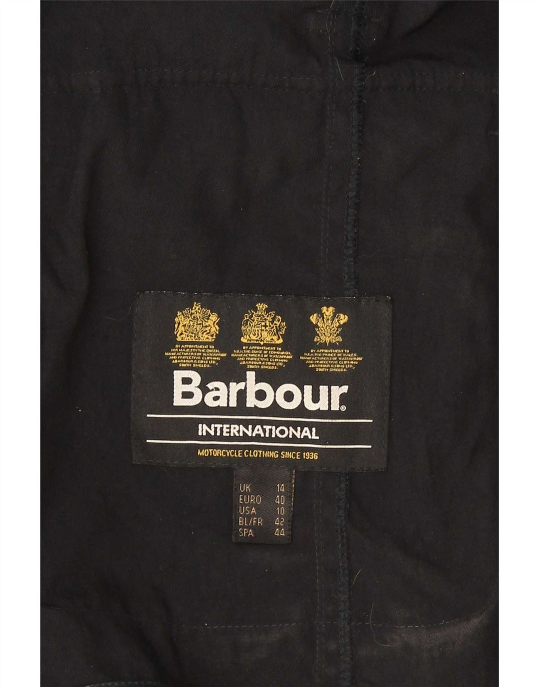 Barbour Womens Faux Leather Military Jacket UK 14 Large Black Polyester