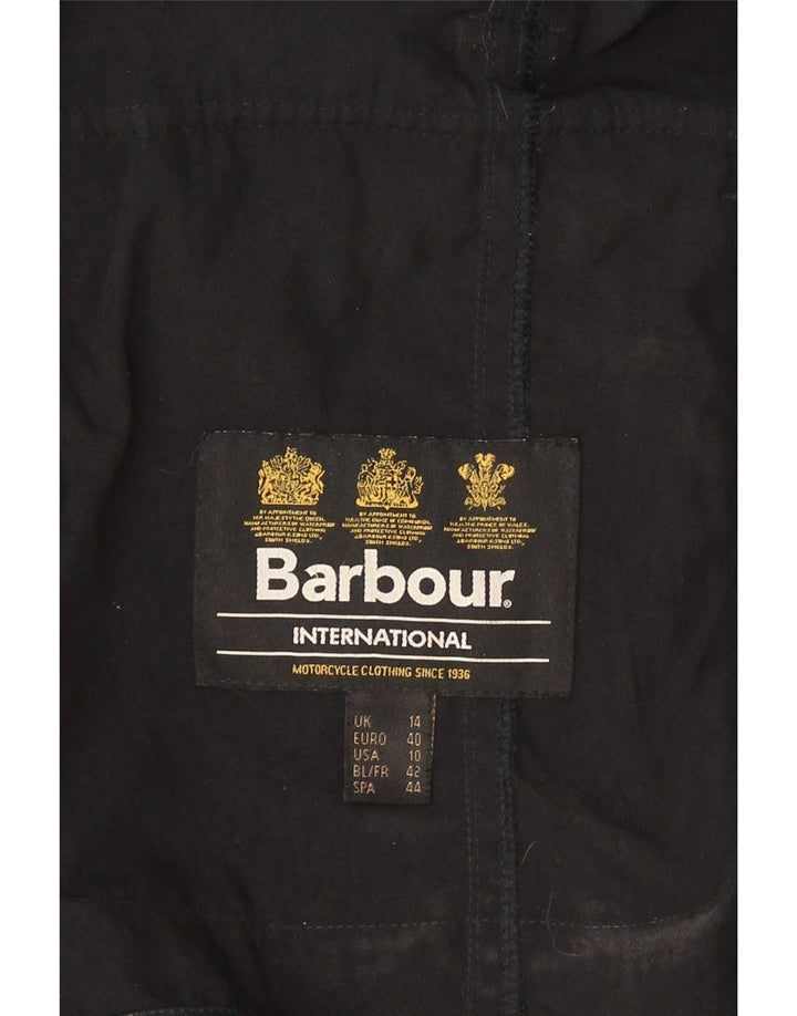 Barbour Womens Faux Leather Military Jacket UK 14 Large Black Polyester