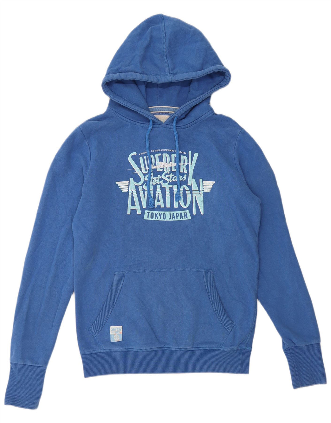 Superdry Mens Graphic Hoodie Jumper Medium Blue Cotton