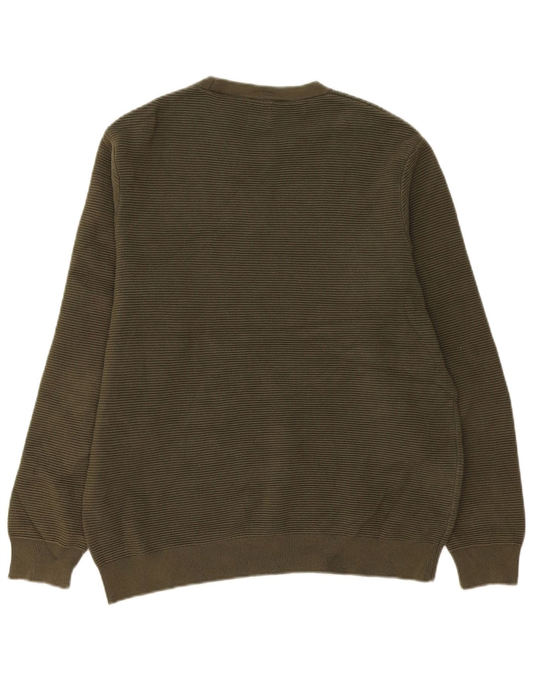 Zara Mens Crew Neck Jumper Sweater Large Khaki Cotton