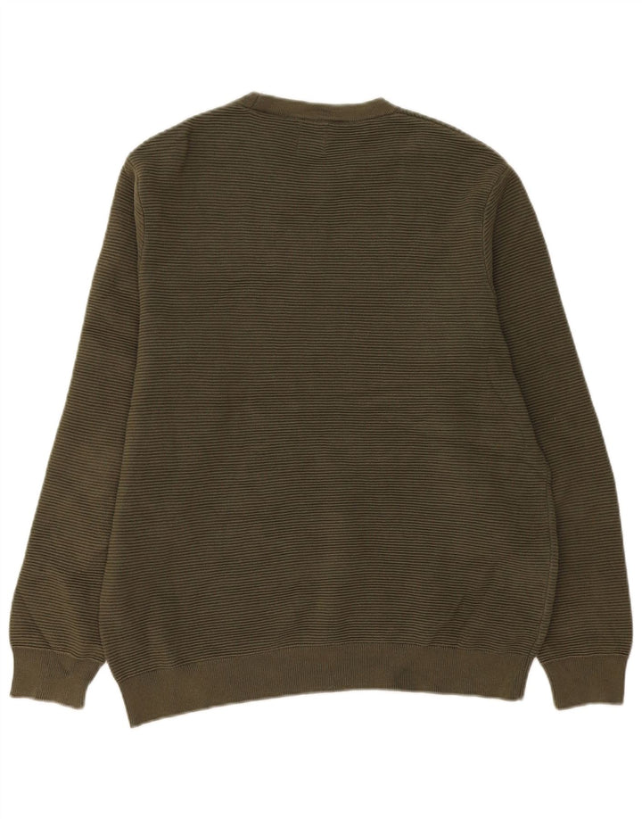 Zara Mens Crew Neck Jumper Sweater Large Khaki Cotton