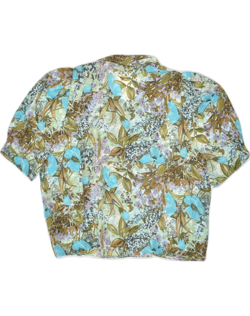 VINTAGE Womens Shirt Blouse UK 24 4XL Blue Floral Polyester | Vintage Vintage | Thrift | Second-Hand Vintage | Used Clothing | Messina Hembry 