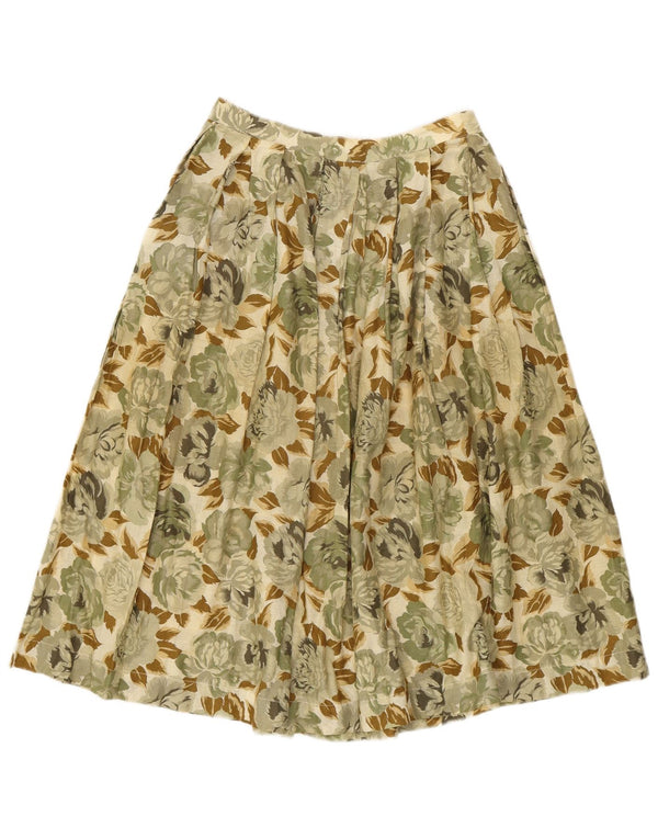 Benetton Womens Pleated Skirt Small W26 Green Floral