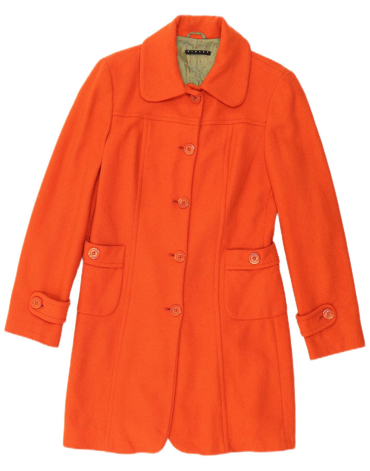 SISLEY Womens Overcoat IT 42 Medium Orange Wool