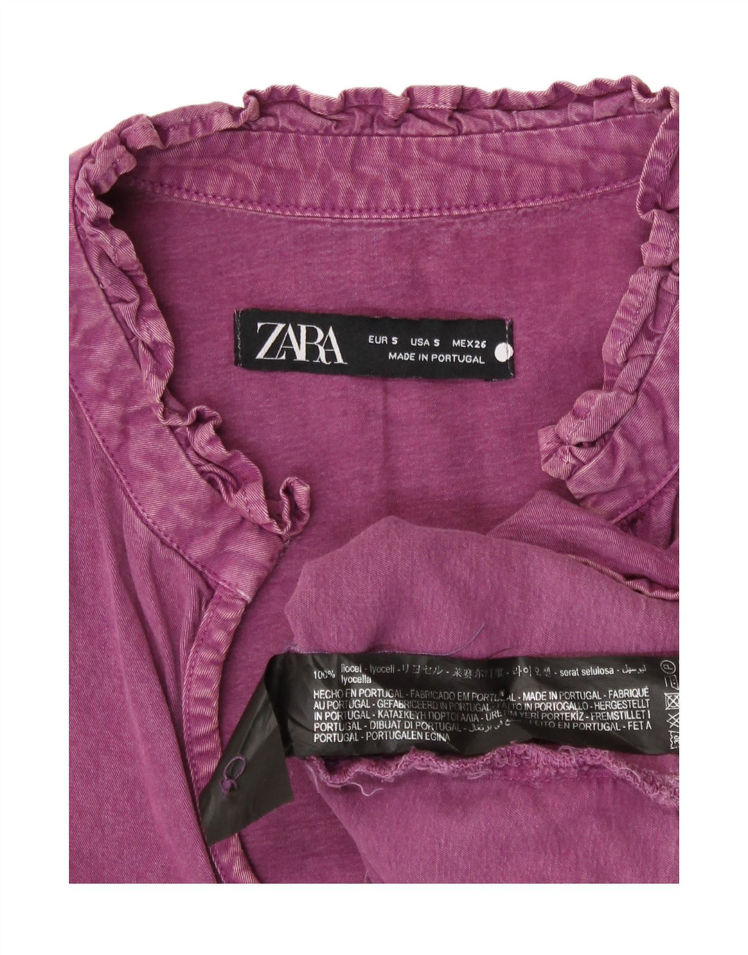 Zara Womens Oversized Crop Long Sleeve Blouse Top UK 10 Small Purple