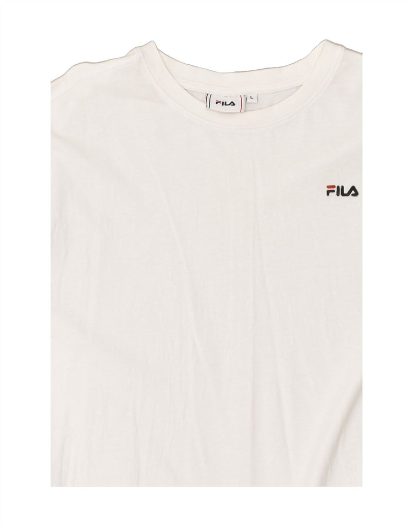 FILA Womens T-Shirt Top UK 16 Large White Cotton | Vintage Fila | Thrift | Second-Hand Fila | Used Clothing | Messina Hembry 