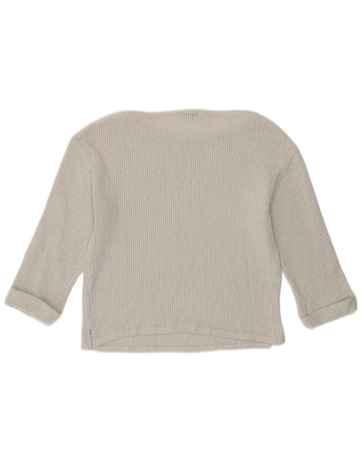 Zara Womens Top 3/4 Sleeve UK 12 Medium White Cotton