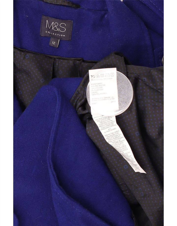 Marks & Spencer Womens Military Double Breasted Coat UK 12 Medium Blue