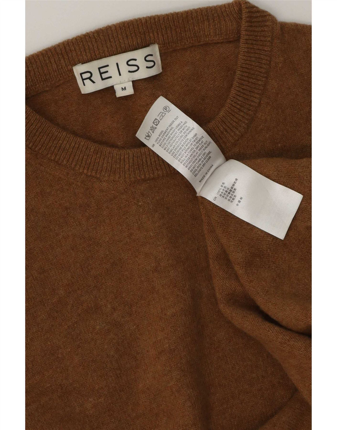 Reiss Womens Crew Neck Jumper Sweater UK 14 Medium Brown Wool