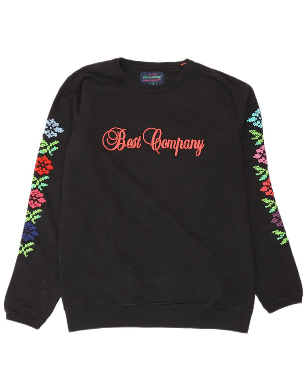 Best Company Womens Graphic Sweatshirt Jumper UK 10 Small Black Floral