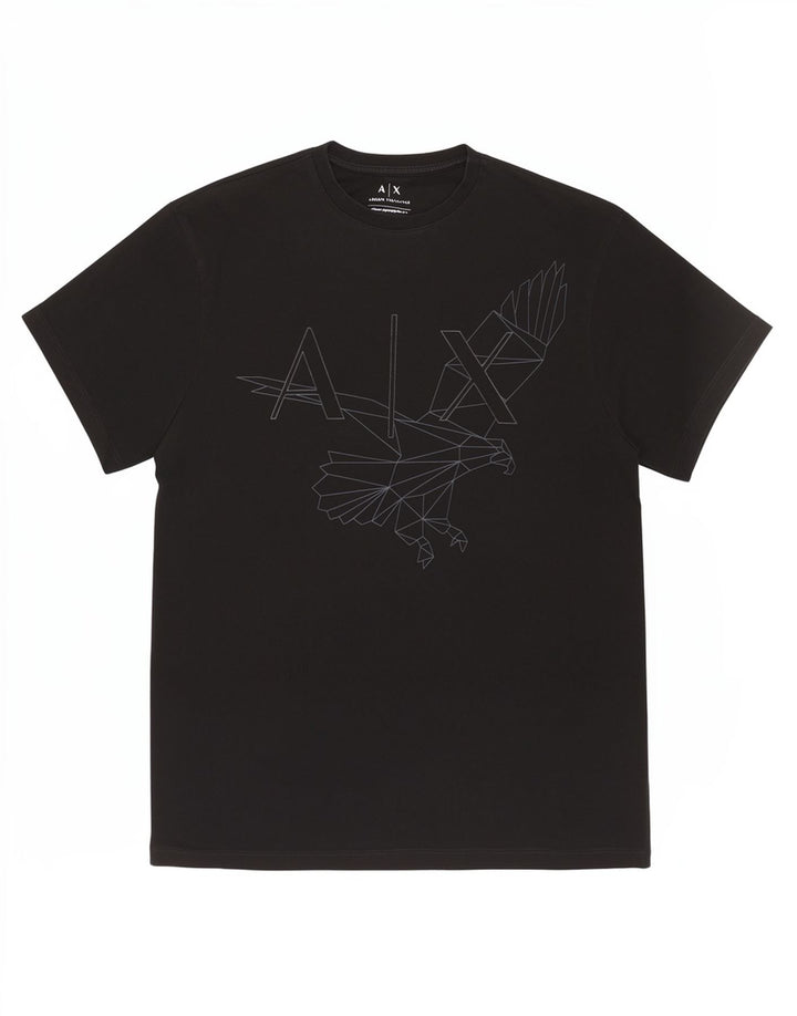 Armani Exchange Mens Regular Graphic T-Shirt Top Small Black Geometric